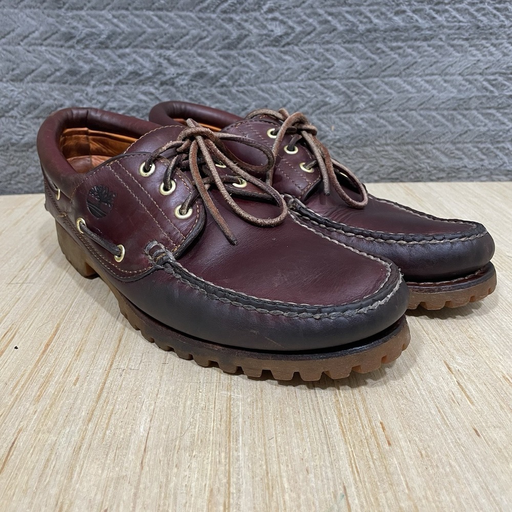 Vtg Timberland Classic Leather Blucher Brown 3 Eye Lug Sole Shoes Mens 10 32026